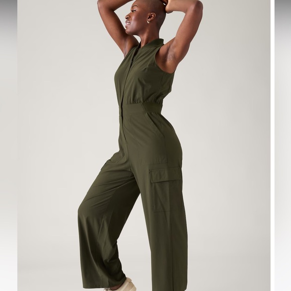 Athleta Brooklyn Utility olive green Jumpsuit - size 2 - Picture 3 of 8